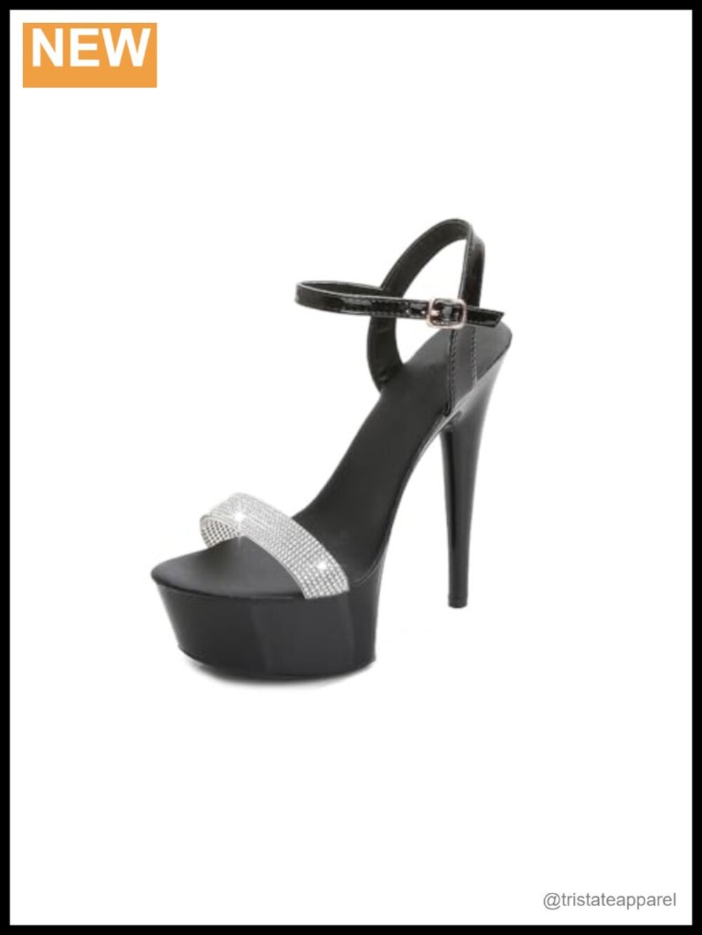 Women's Faux Leather Platform Stiletto Heels Open Toe Ankle Strap